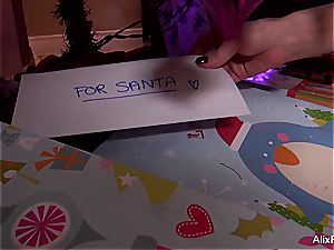Alix Lynx jerking and choking on phat Christmas lollipop
